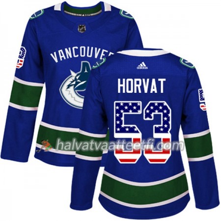 Naisten NHL Vancouver Canucks Pelipaita Bo Horvat 53 Adidas 2017-2018 Blue USA Flag Fashion Authentic